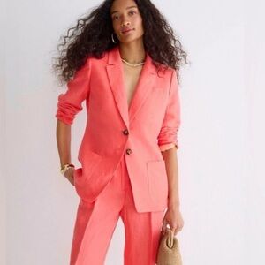J Crew Coral Linen Blazer (8) NWOT